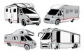 Cars Recreational Vehicles Camper Vans Caravans Icons.