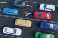 Cars on road. 3D rendered illustration. View from top