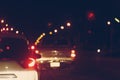 Cars on the road at night. Royalty Free Stock Photo