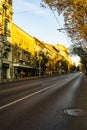 Cars on the road, old buildings on Regina Elisabeta Way in downtown Bucharest, Romania, 2019