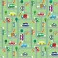 Cars on the road. Seamless pattern.