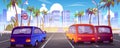 Cars on road in tropical summer city Royalty Free Stock Photo