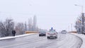 Cars on the road in winter