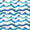 Cars on roads seamless background