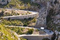Cars on a route through mountains in Mallorca. Spain