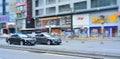 Running cars in Chinese city center Royalty Free Stock Photo