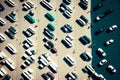 cars for sale in parking lot, aerial view car parking Royalty Free Stock Photo