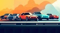 Cars For Sale in a Row. Car Dealer Inventory, AI Generative