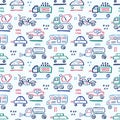 Cars seamless pattern. Child vector illustration of road traffic