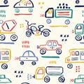 Cars seamless pattern. Decor for fabric and paper