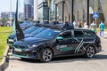 Cars with a self-driving system from SBER AVTOTECH. Unmanned vehicle. Testing autonomous driving in the city. Moscow