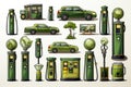 Cars set and hydrogen gas stations, the concept of cars of the future on hydrogen. Royalty Free Stock Photo