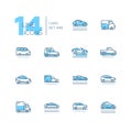Cars - set of line design style blue icons Royalty Free Stock Photo