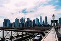 Cars speeding on Brooklyn Bridge in New York Royalty Free Stock Photo