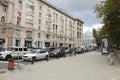 Cars standing at a traffic light, 3 Tverskoy Boulevard Royalty Free Stock Photo