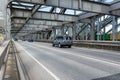 Cars on a steel road bridge