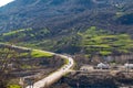 Cars on a steep descent of the pass