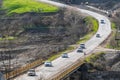 Cars on a steep descent of the pass