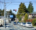 Cars stopping on street in Saitama, Japan