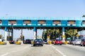 Cars stopping at the Toll Plaza to pay for the use of the bridge, Vallejo