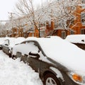 Cars stuck in snow after the snowstorm