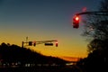 Cars stuck in traffic at dramatic sundown time