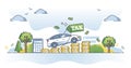 Cars tax growth and expensive financial vehicle payments outline concept