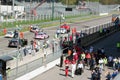 Cars and technicians on the grid at Monza circuit Royalty Free Stock Photo