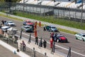 Cars and technicians on the grid at Monza circuit Royalty Free Stock Photo