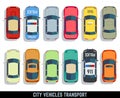 Cars top view vector flat city vehicle transport icons set Royalty Free Stock Photo