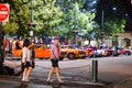 Cars and tourists on the plaza in Santa Fe New Mexico leading up to Zozobra Royalty Free Stock Photo