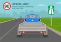 Cars towing caravans or trailers on a motorway, highway speed limit. Driving a car.