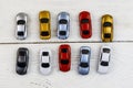 Cars toys on white wooden background. Top view Royalty Free Stock Photo