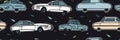 Cars, traffic conception. Icons in line art style. Beautiful seamless pattern picture. Generative AI Royalty Free Stock Photo