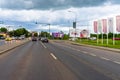 Cars in traffic at rush hour in Bucharest, Romania, 2021 Royalty Free Stock Photo