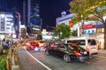 Cars in traffic at Shibuya district in Tokyo, Japan