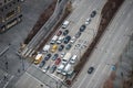 Cars in traffic stoped on signal light on New York City Street. View from the top. Royalty Free Stock Photo