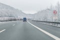 Cars with trailer on the autobahn, Germany Royalty Free Stock Photo