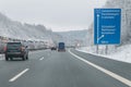 Cars with trailer on the autobahn, Germany Royalty Free Stock Photo