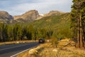 Cars traveling up Bear Lake Road in Rocky Mountain National Park Royalty Free Stock Photo