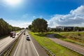 Cars and trucks driving on the A44 highway near Sassenheim Royalty Free Stock Photo