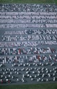 Cars and trucks parked in carpark view from above Royalty Free Stock Photo