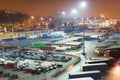 Cars trucks parking Barcelona port Royalty Free Stock Photo