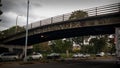 Cars under the bridge Royalty Free Stock Photo