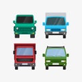 Cars vector set front view delivery transport and offroad vector illustration