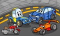 Cars vehicles group cartoon illustration