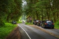 Cars wait to pay admission fees at the entrance of Olympic National Park Royalty Free Stock Photo