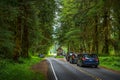 Cars wait to pay admission fees at the entrance of Olympic National Park Royalty Free Stock Photo