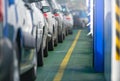 Car ferry in Norway. Autos in line onboard. Royalty Free Stock Photo