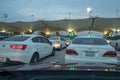 Cars waiting to cross Bahrain Saudi border